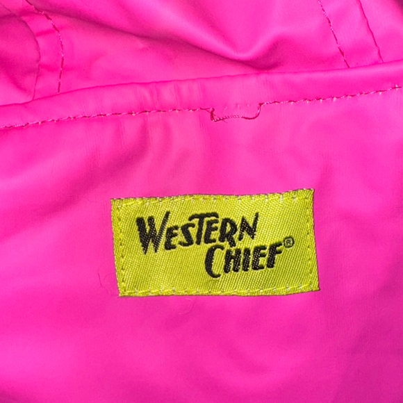 Girl’s Western Chief hooded raincoat water 💦 floral appliqué on front like new - Picture 6 of 8